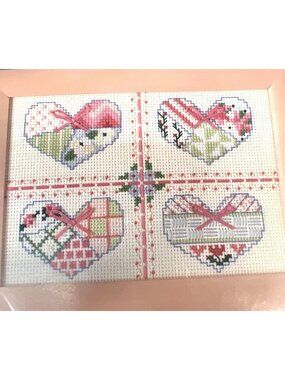 Sunset Counted Cross Stitch Kit "Delicate Patchwork Hearts" 7"x5"